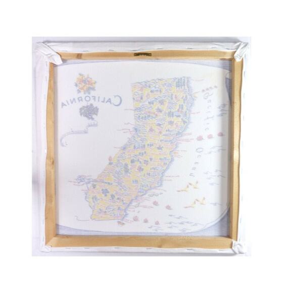 Vintage Country Souvenir Map of California Flour Sack Stretched Frame USA - Picture 4 of 4